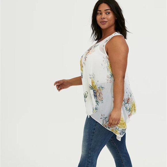 🆕 3X WHITE FLORAL CHIFFON & LACE BACK VEST🌼 - Picture 5 of 5